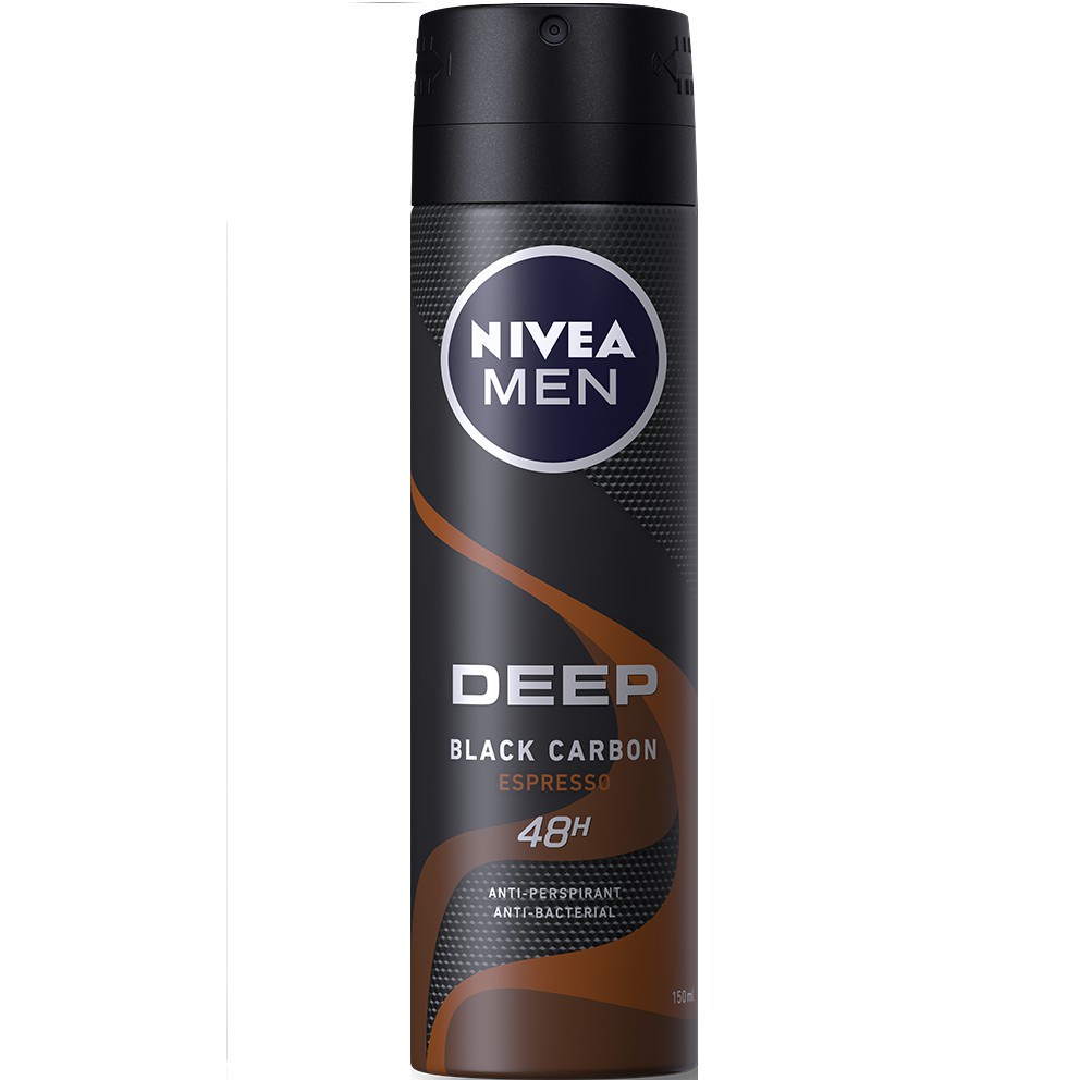 Xịt Ngăn Mùi NIVEA MEN Deep Than Đen Hương Espresso (150 ml) - 85367