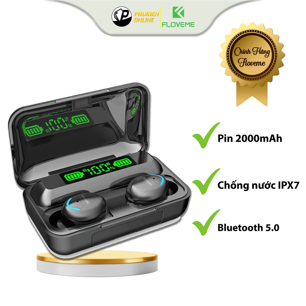 Tai Nghe Bluetooth 5.0 Floveme FL9 Pro - Kiêm Sạc Pin Dự Phòng, Không Dây True Wireless Nhét Tai, Chống Nước IPX7