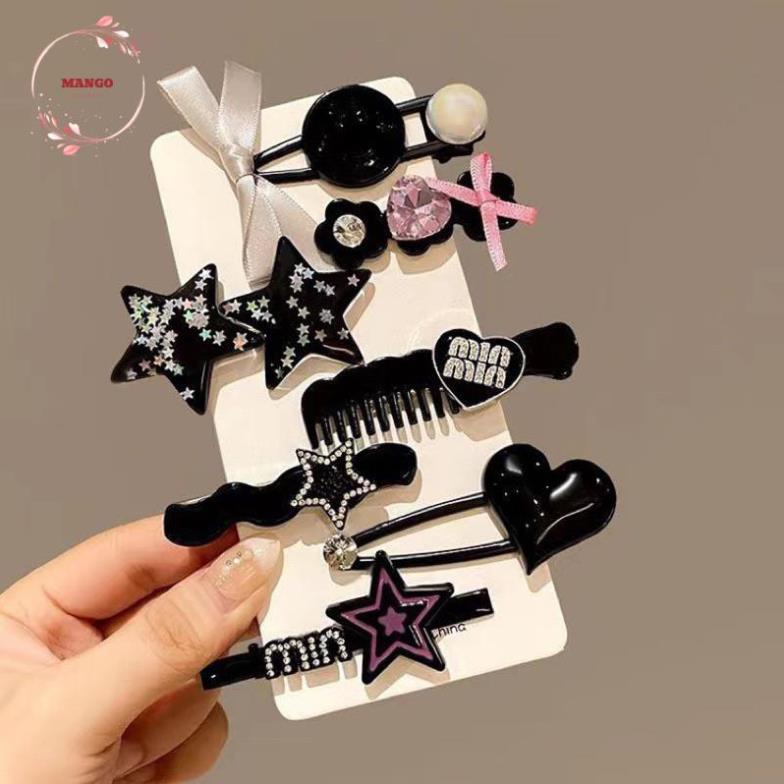 Set 7 Kẹp Tóc Nơ Ngôi Sao Đính Đá 2023 Cá Tính Cao Cấp Dành Cho Bạn Nữ - Mango Accessories