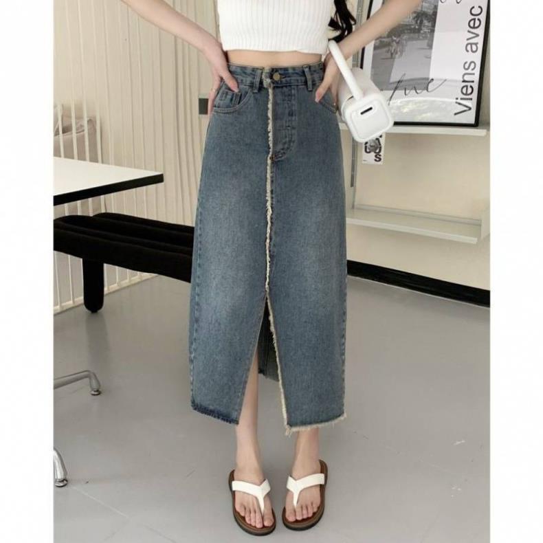 Chân váy bò xẻ tà phá cách năng động thời trang cá tính phù hợp đi học đi chơi CV5