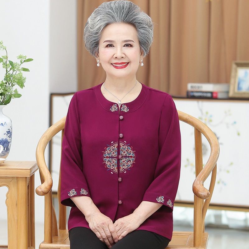 Áo Sơ Mi 70 Vải Thời Trang Xuân Hè Cho Phụ Nữ Trung Niên