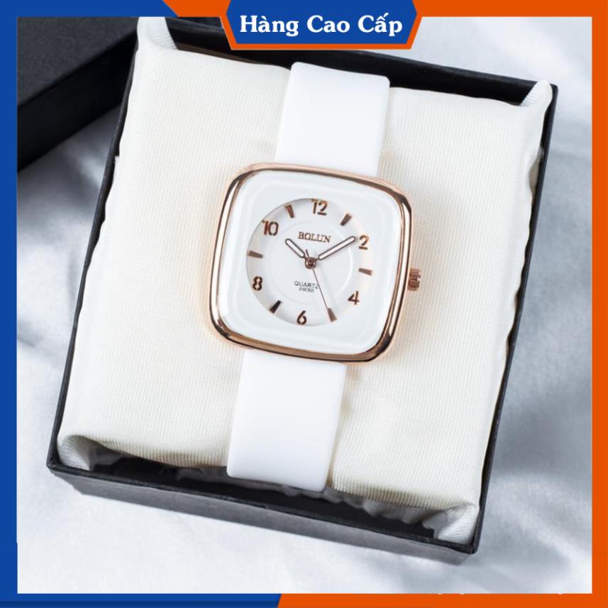 Đồng hồ nữ BL mặt vuông bo tròn dây cao su mềm - Đồng hồ đeo tay phong cách trẻ trung