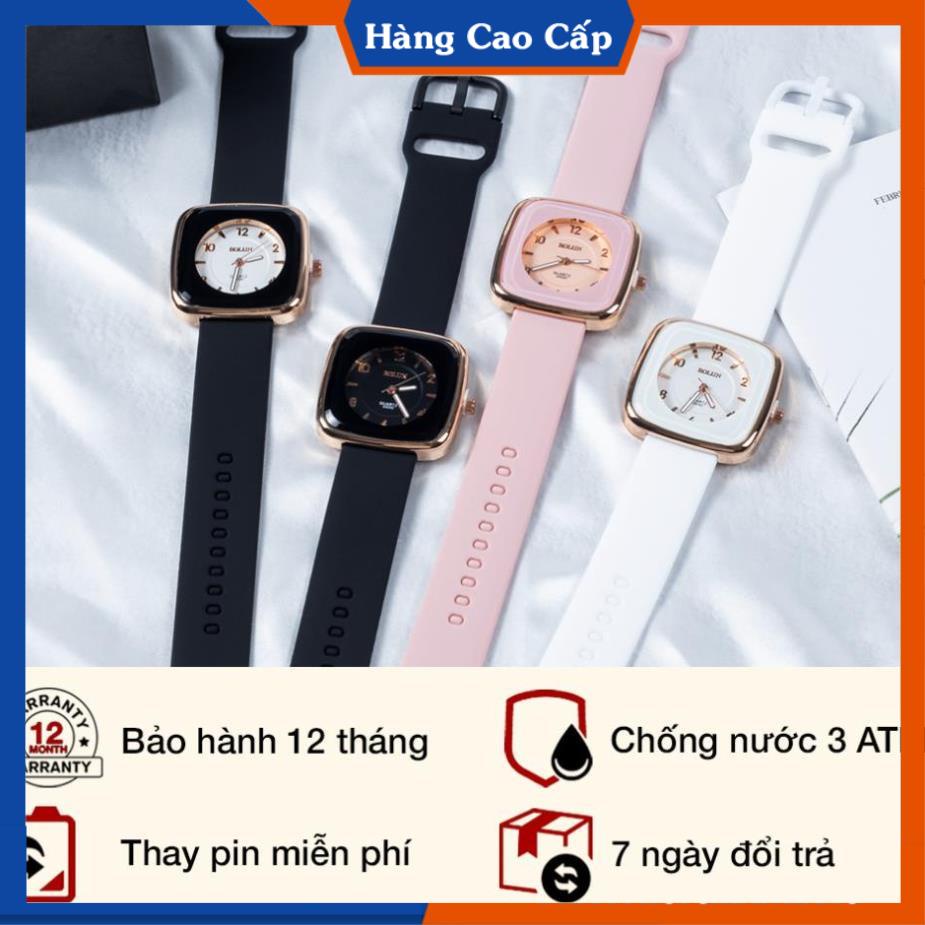 Đồng hồ nữ BL mặt vuông bo tròn dây cao su mềm - Đồng hồ đeo tay phong cách trẻ trung