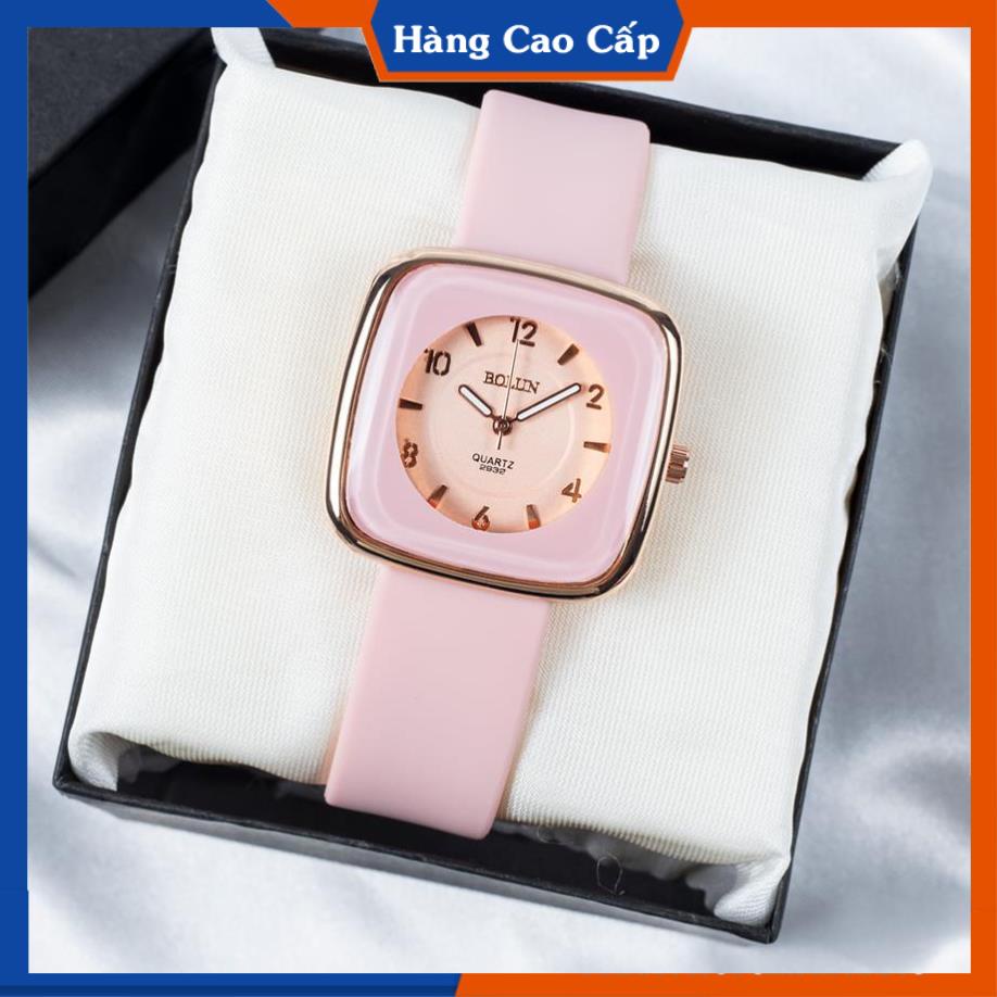 Đồng hồ nữ BL mặt vuông bo tròn dây cao su mềm - Đồng hồ đeo tay phong cách trẻ trung