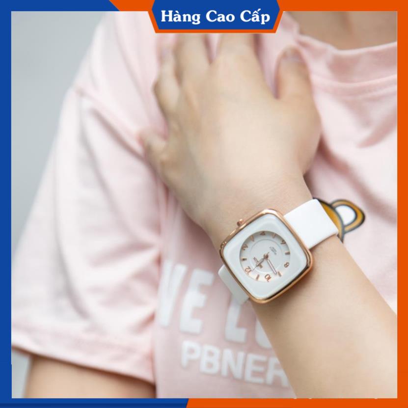 Đồng hồ nữ BL mặt vuông bo tròn dây cao su mềm - Đồng hồ đeo tay phong cách trẻ trung