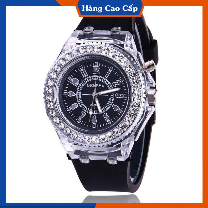 Đồng hồ Phát Sáng đính đá viền TRÒN UNISEX nam nữ phát sáng cực đẹp, Phù hợp mọi kích cỡ tay, hàng đẹp, bảo hành 12 viền