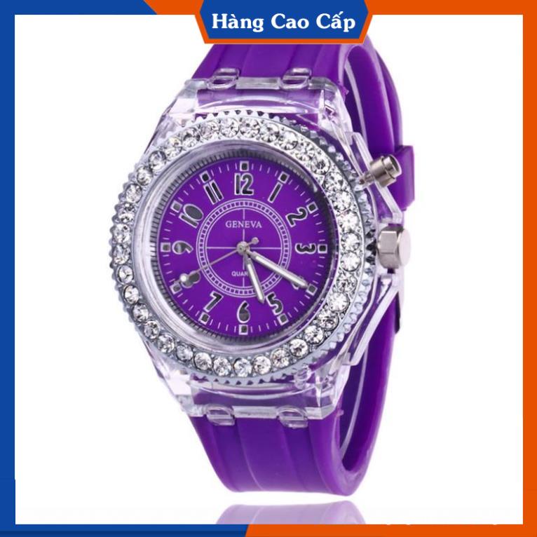 Đồng hồ Phát Sáng đính đá viền TRÒN UNISEX nam nữ phát sáng cực đẹp, Phù hợp mọi kích cỡ tay, hàng đẹp, bảo hành 12 viền