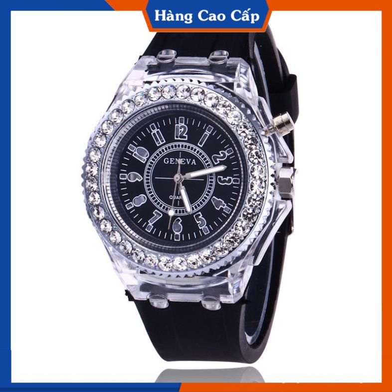 Đồng hồ Phát Sáng đính đá viền TRÒN UNISEX nam nữ phát sáng cực đẹp, Phù hợp mọi kích cỡ tay, hàng đẹp, bảo hành 12 viền