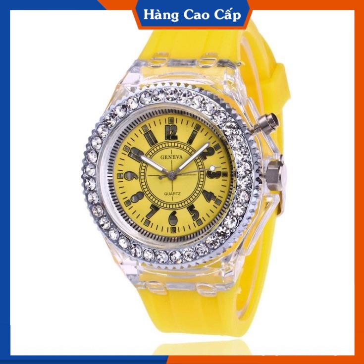 Đồng hồ Phát Sáng đính đá viền TRÒN UNISEX nam nữ phát sáng cực đẹp, Phù hợp mọi kích cỡ tay, hàng đẹp, bảo hành 12 viền
