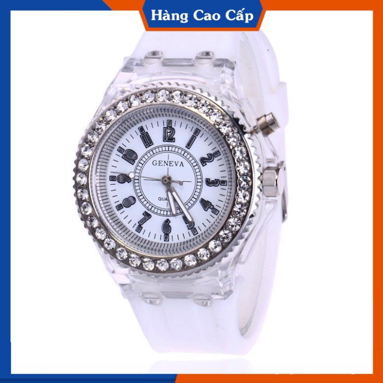 Đồng hồ Phát Sáng đính đá viền TRÒN UNISEX nam nữ phát sáng cực đẹp, Phù hợp mọi kích cỡ tay, hàng đẹp, bảo hành 12 viền