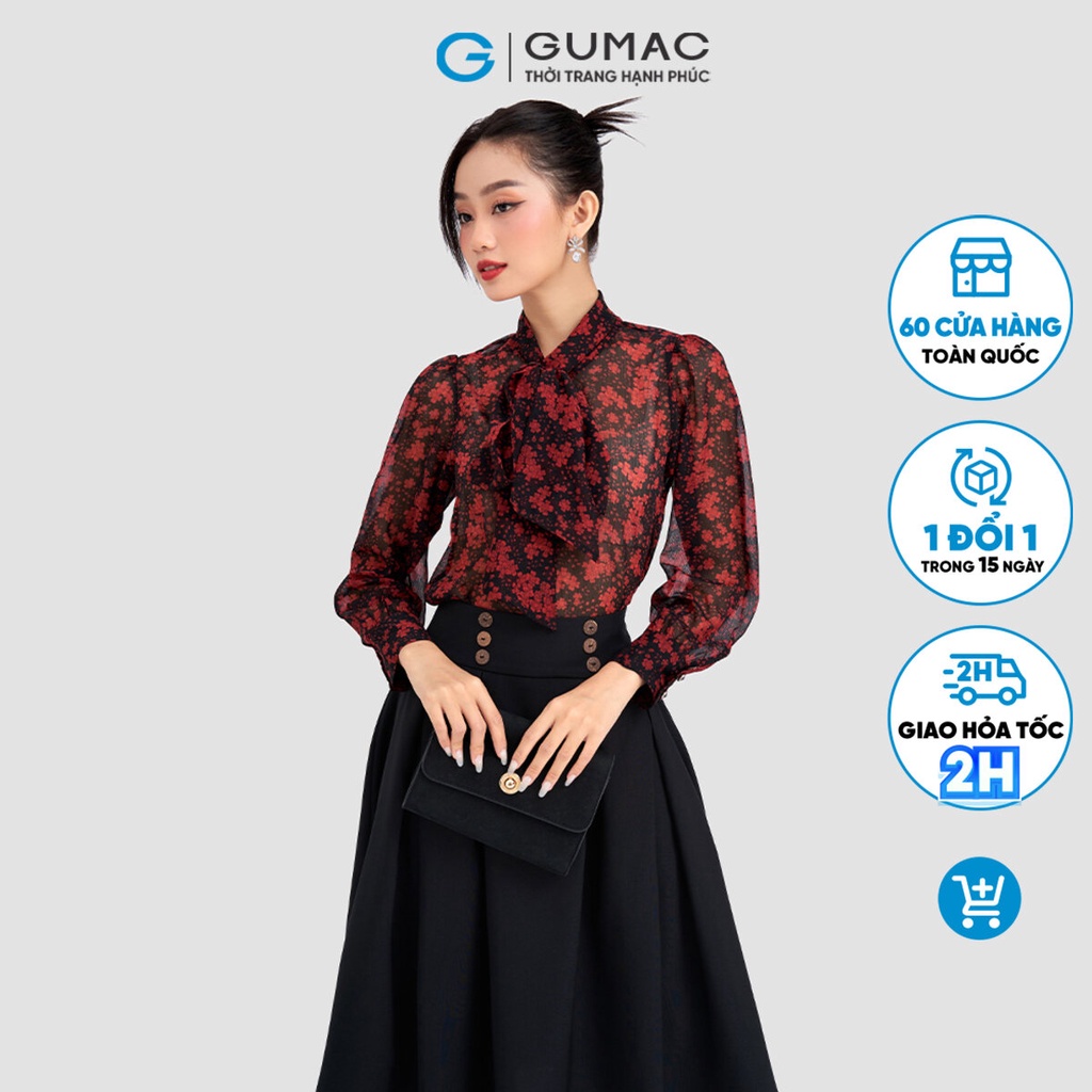 Áo sơ mi kiểu thắt nơ GUMAC AD03066