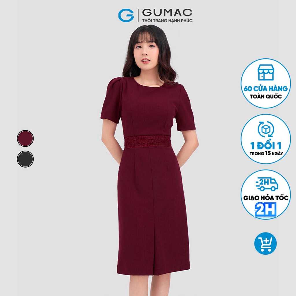 Đầm phối ren bản eo thời trang GUMAC DC12077