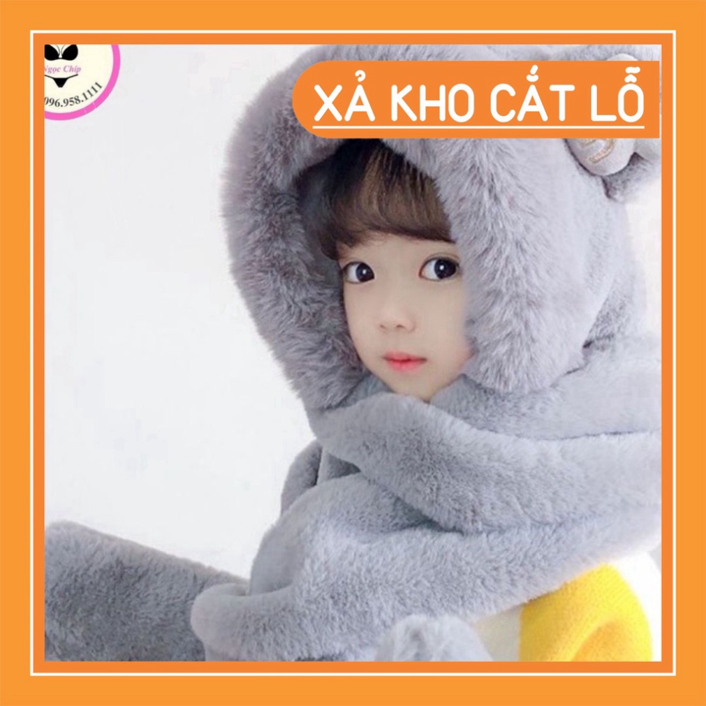 Mũ trùm đầu, mũ len kèm khăn choàng cổ và găng tay hình tai gấu đáng yêu cho bé -1 -12
