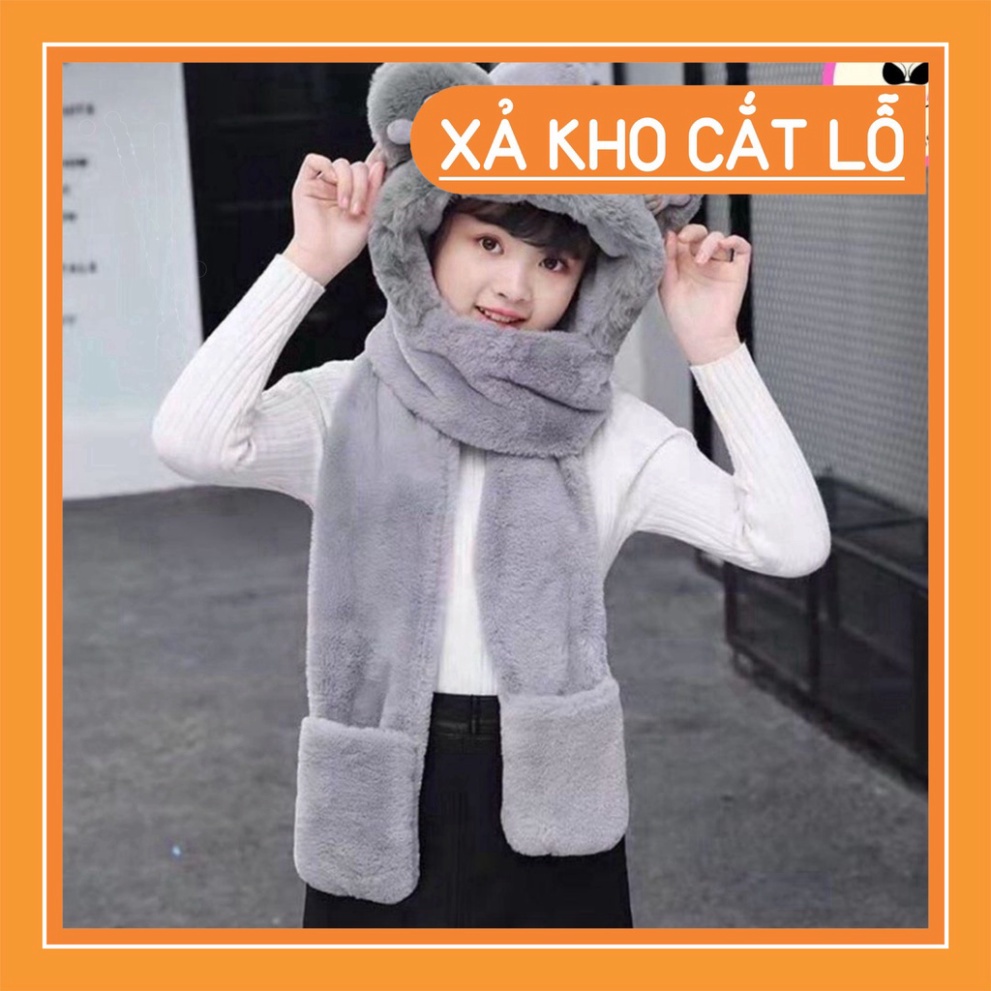 Mũ trùm đầu, mũ len kèm khăn choàng cổ và găng tay hình tai gấu đáng yêu cho bé -1 -12
