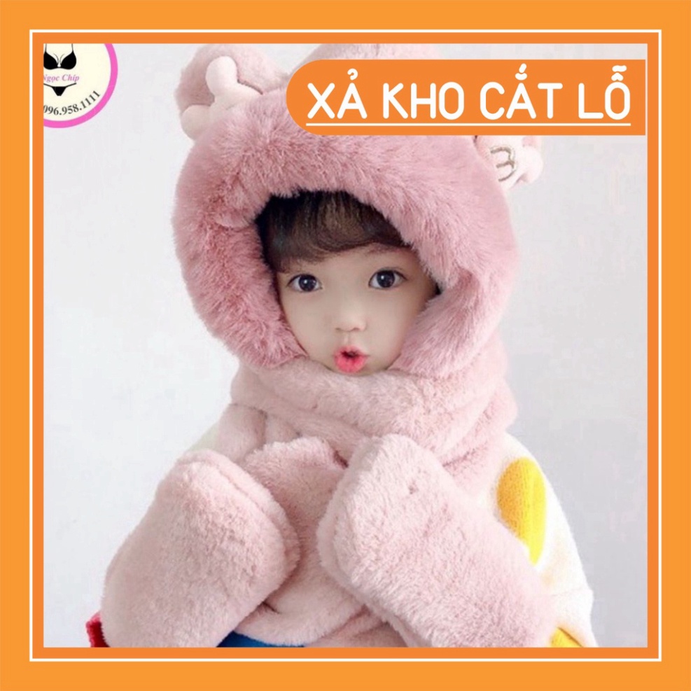 Mũ trùm đầu, mũ len kèm khăn choàng cổ và găng tay hình tai gấu đáng yêu cho bé -1 -12