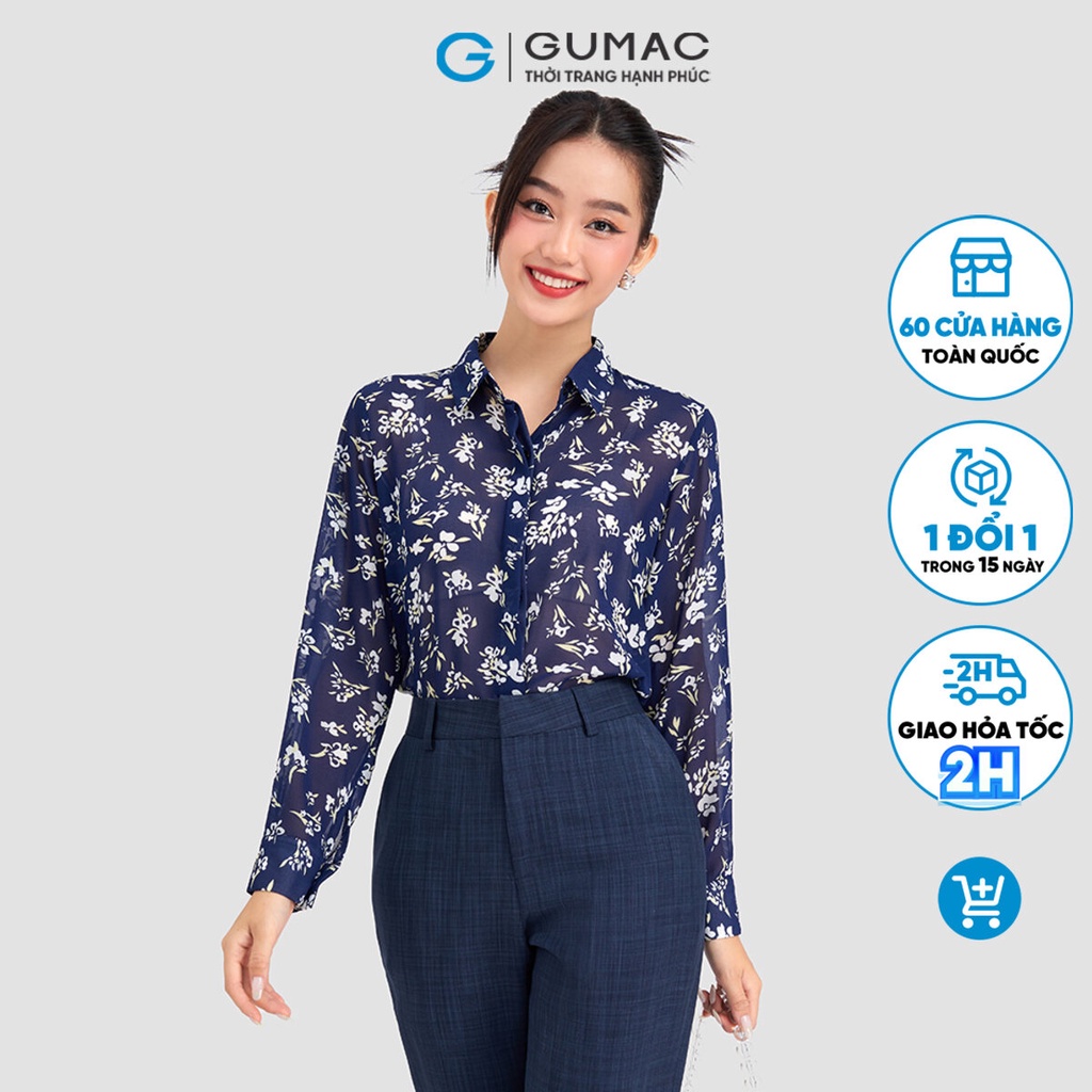 Áo sơ mi nữ họa tiết GUMAC AD03027