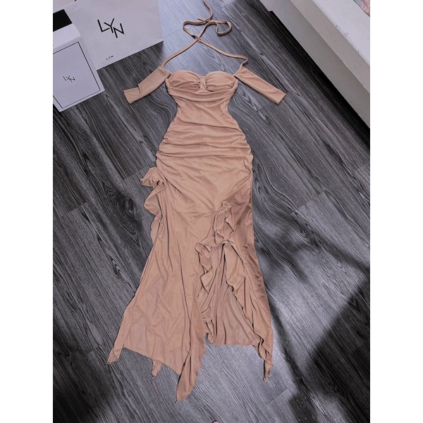 GenZ_Đầm Lưới Maxi Bèo Tua Rua Tay Bệt Thiêt Kế Cao Cấp