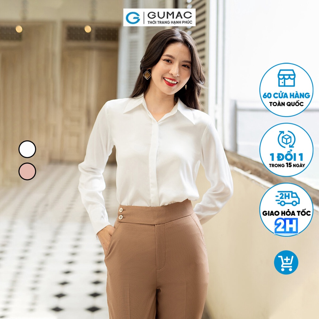Áo sơ mi lá cổ nhọn thời trang GUMAC AD07006