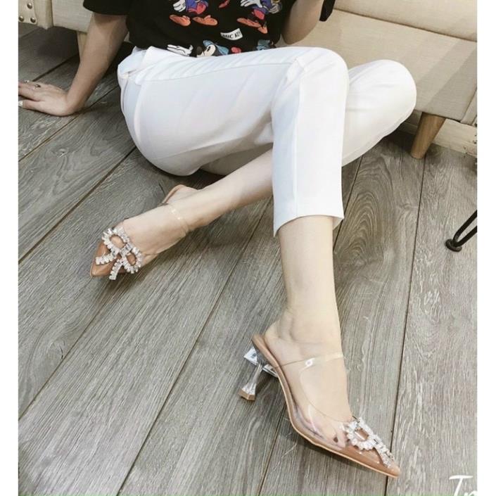 Dép cao gót zara nơ đá hàng xuất dư. fullbox Giày cao gót 00 00