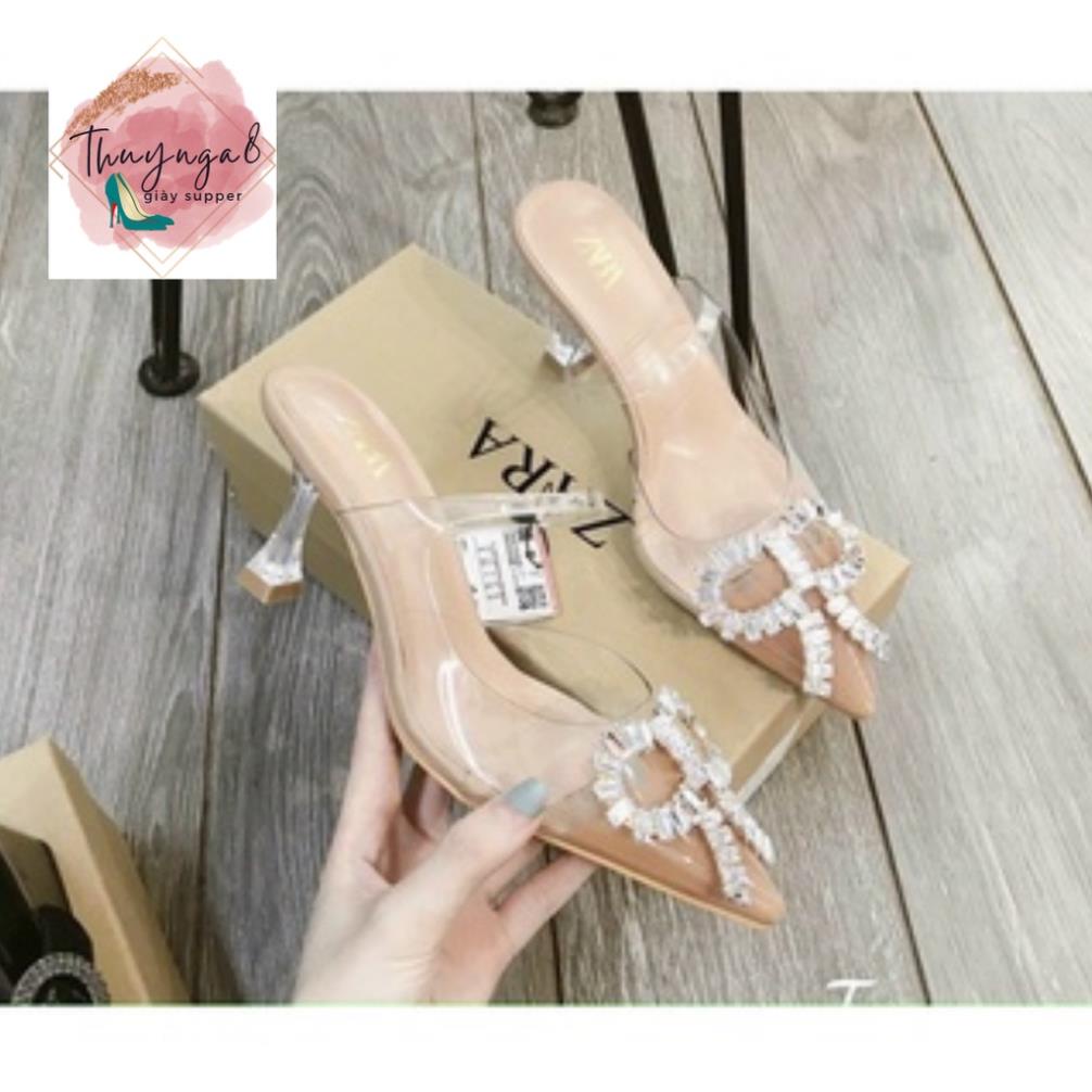 Dép cao gót zara nơ đá hàng xuất dư. fullbox Giày cao gót 00 00