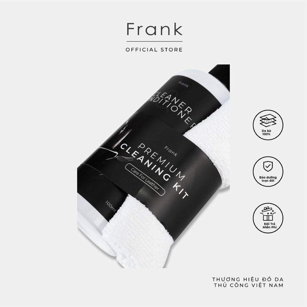 Set Xịt Dưỡng Chăm Sóc Đồ Da 3 Trong 1 Frank Cleaning Kit 3n1 100ml Giúp Vệ Sinh/Cấp Ẩm/Chống Mốc Trên Túi/Ví/Áo/Giày Da