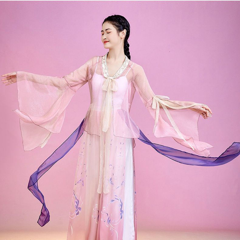 Trang Phục Múa Tay Dài Cổ Rộng Phong Cách Cổ Điển