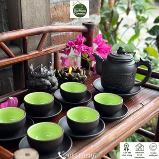 Ấm chén ấm trà bộ ấm chén tử sa bộ ấm lục tâm trà tử sa bát tràng gốm sứ cao cấp bát tràng