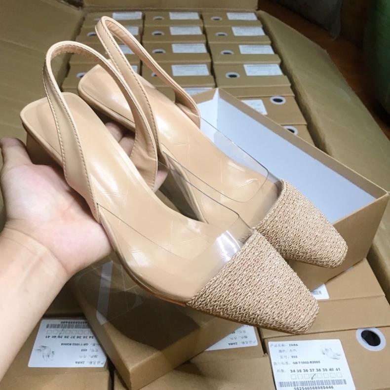 Sandal mũi đồng vặn thừng, gót da 7p. chuẩn l1 full tag mac 00 00