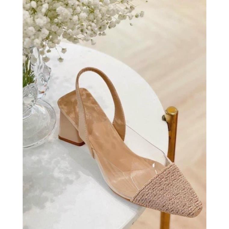 Sandal mũi đồng vặn thừng, gót da 7p. chuẩn l1 full tag mac 00 00