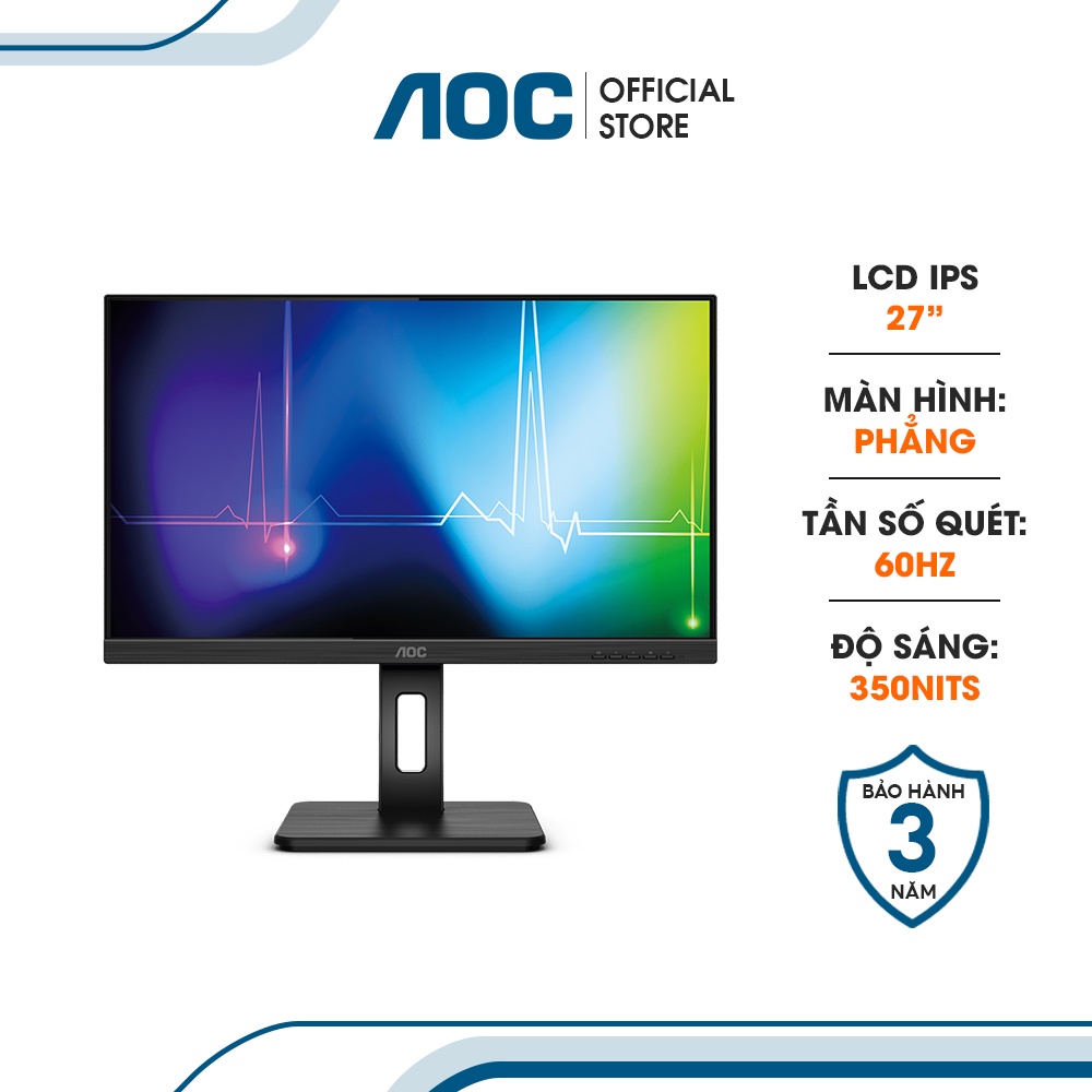 Màn hình AOC U27P2C/74 27 inch I 4K UHD I IPS I USB TypeC I 4ms - Bảo hành 3 năm