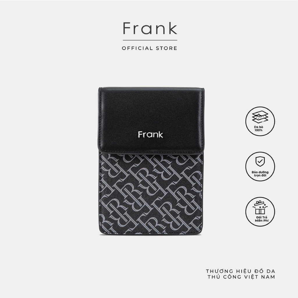 Túi Đeo Chéo Nam Da Bò Saffiano Cao Cấp FRANK Calvin Phone Bag MONOGRAM Cho Nam Màu Đen