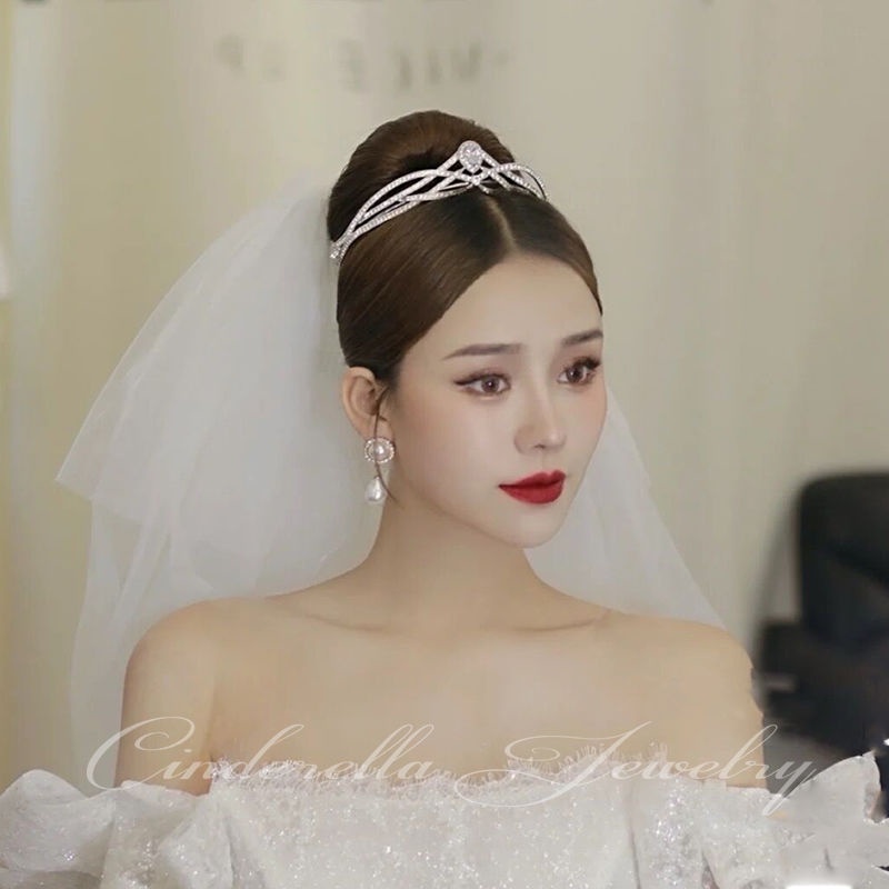 Vương Miện Công Chúa Cô Dâu Đính Đá Cao Cấp Phong Cách Nhật Hàn