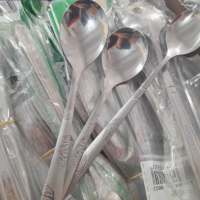 Thìa Inox Cán Hoa Văn Sáng Đẹp Dày Dặn Nhiều Kích Cỡ - cafe , nhỡ , to ăn cơm , dài khấy nước