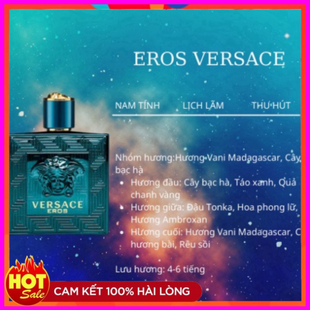 Nước hoa nam VERSACE EROS - VERSACE POUR HOMME 100ml lịch lãm đẳng cấp phái mạnh lưu hương lâu- Chisman SG MENST MENSTR