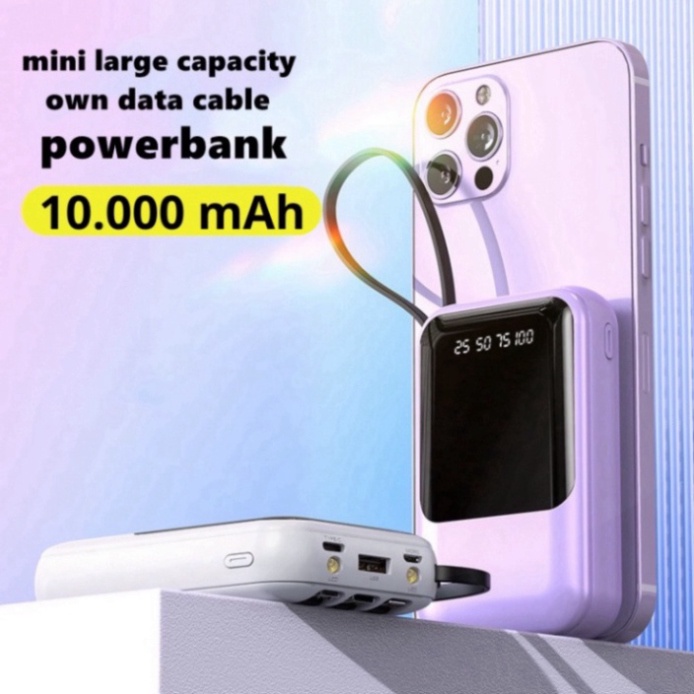 Pin Sạc Dự Phòng Baese 10000mah Tích Hợp Dây Sạc IP/TypeC Màn Hình LED- TECHZONE