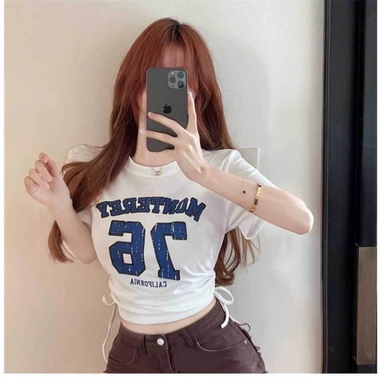 ÁO CROPTOP RÚT DÂY IN SỐ MÁ RD76