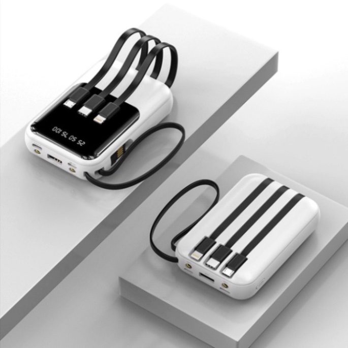 Pin Sạc Dự Phòng Baese 10000mah Tích Hợp Dây Sạc IP/TypeC Màn Hình LED- TECHZONE