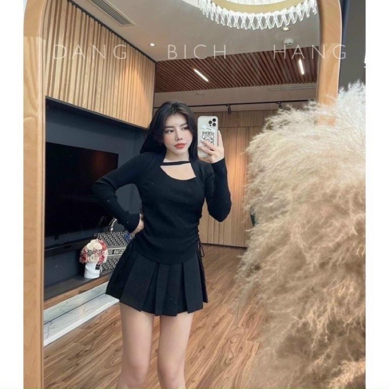 ÁO THUN GÂN TĂM CỔ VUÔNG RÚT HAI BÊN XINH RD1