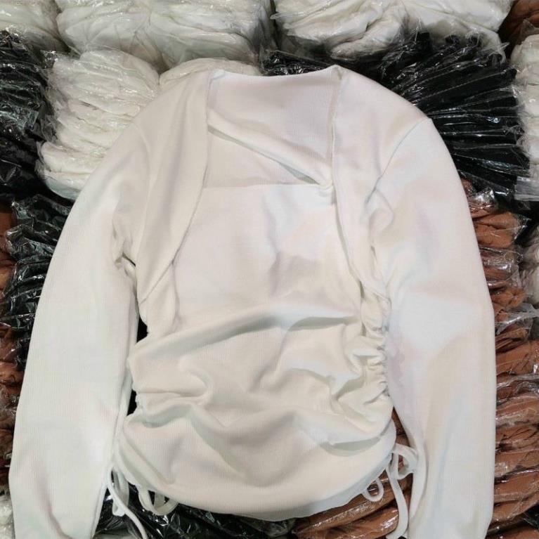 ÁO THUN GÂN TĂM CỔ VUÔNG RÚT HAI BÊN XINH RD1