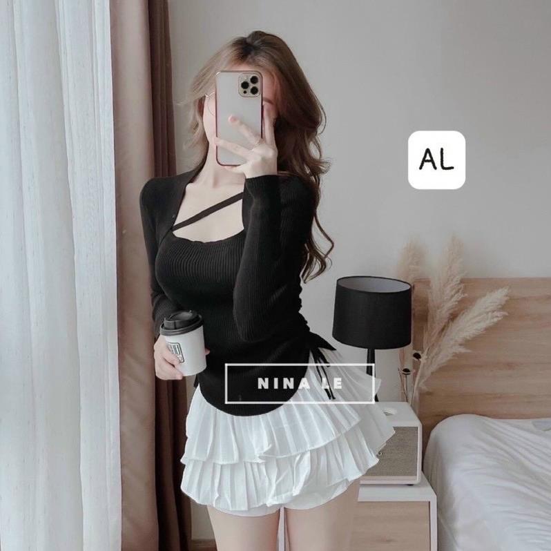 ÁO THUN GÂN TĂM CỔ VUÔNG RÚT HAI BÊN XINH RD1