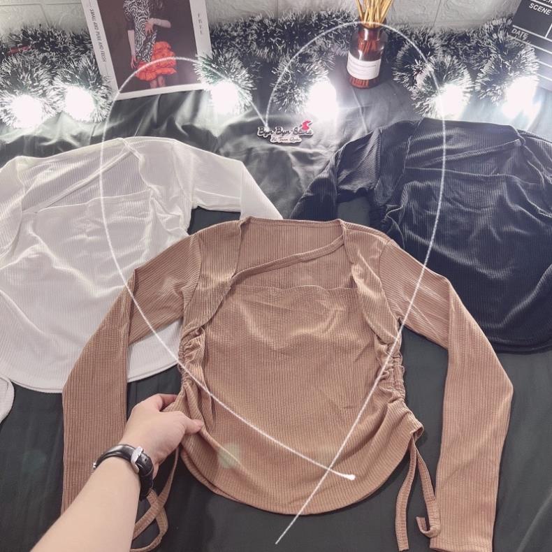 ÁO THUN GÂN TĂM CỔ VUÔNG RÚT HAI BÊN XINH RD1