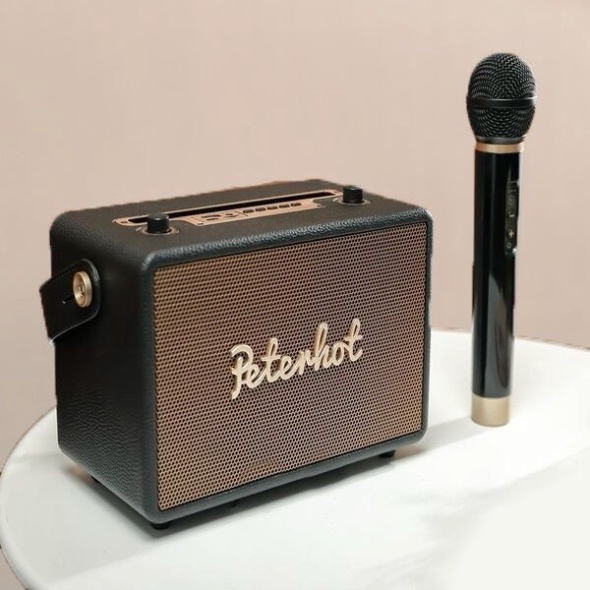 Loa Bluetooth Peterhot A106W Âm Thanh Siêu Đỉnh - Bản Cao Cấp Nhất - Tặng Mic Không Dây Hát Karaoke - Bảo Hành 12 tháng