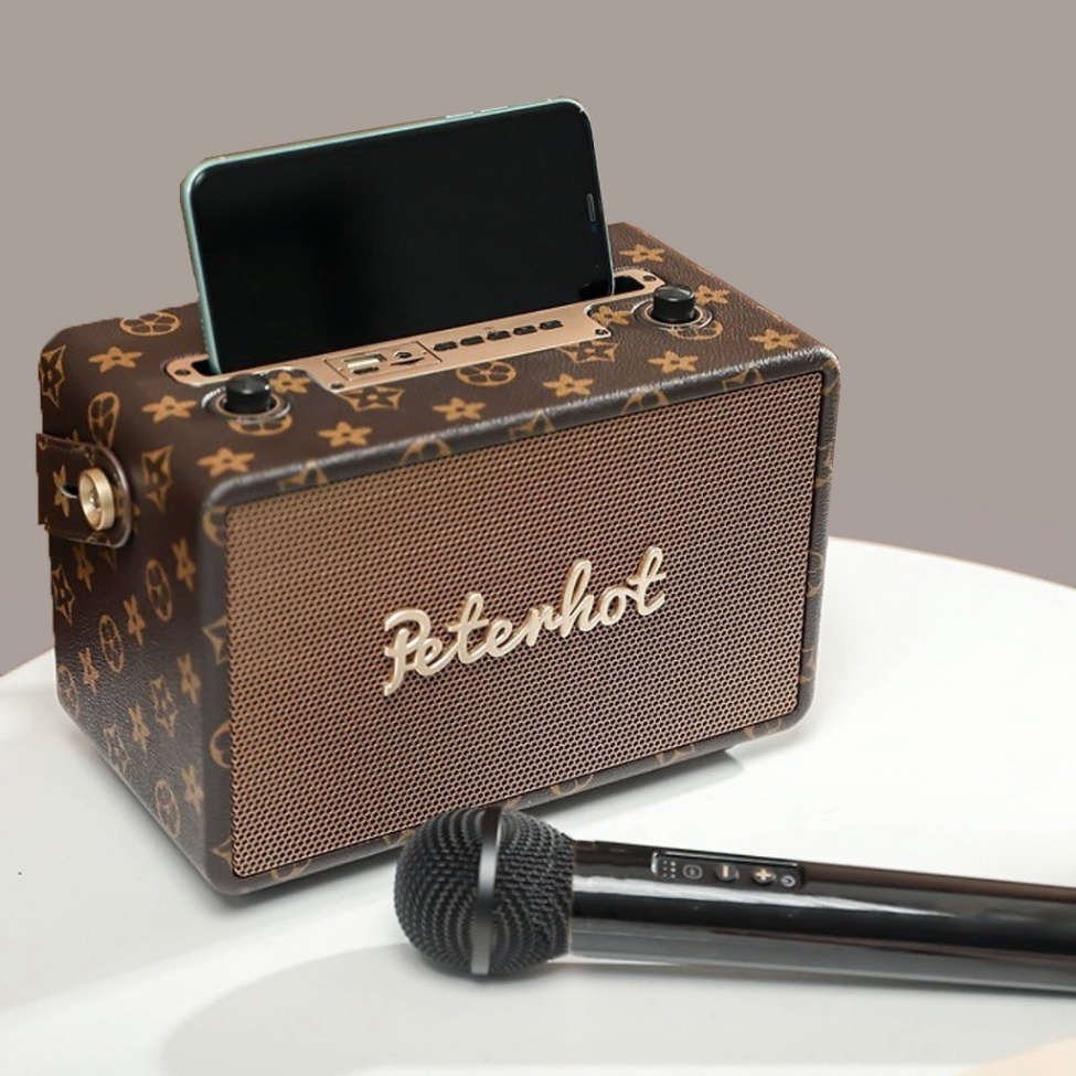 Loa Bluetooth Peterhot A106W Âm Thanh Siêu Đỉnh - Bản Cao Cấp Nhất - Tặng Mic Không Dây Hát Karaoke - Bảo Hành 12 tháng