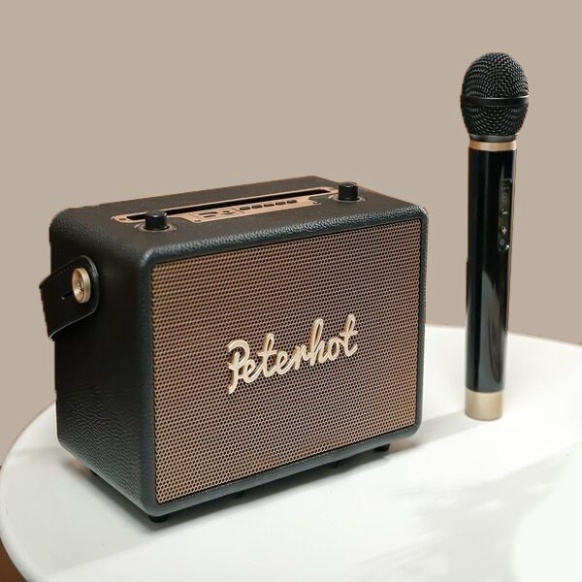Loa Bluetooth Peterhot A106W Âm Thanh Siêu Đỉnh - Bản Cao Cấp Nhất - Tặng Mic Không Dây Hát Karaoke - Bảo Hành 12 tháng