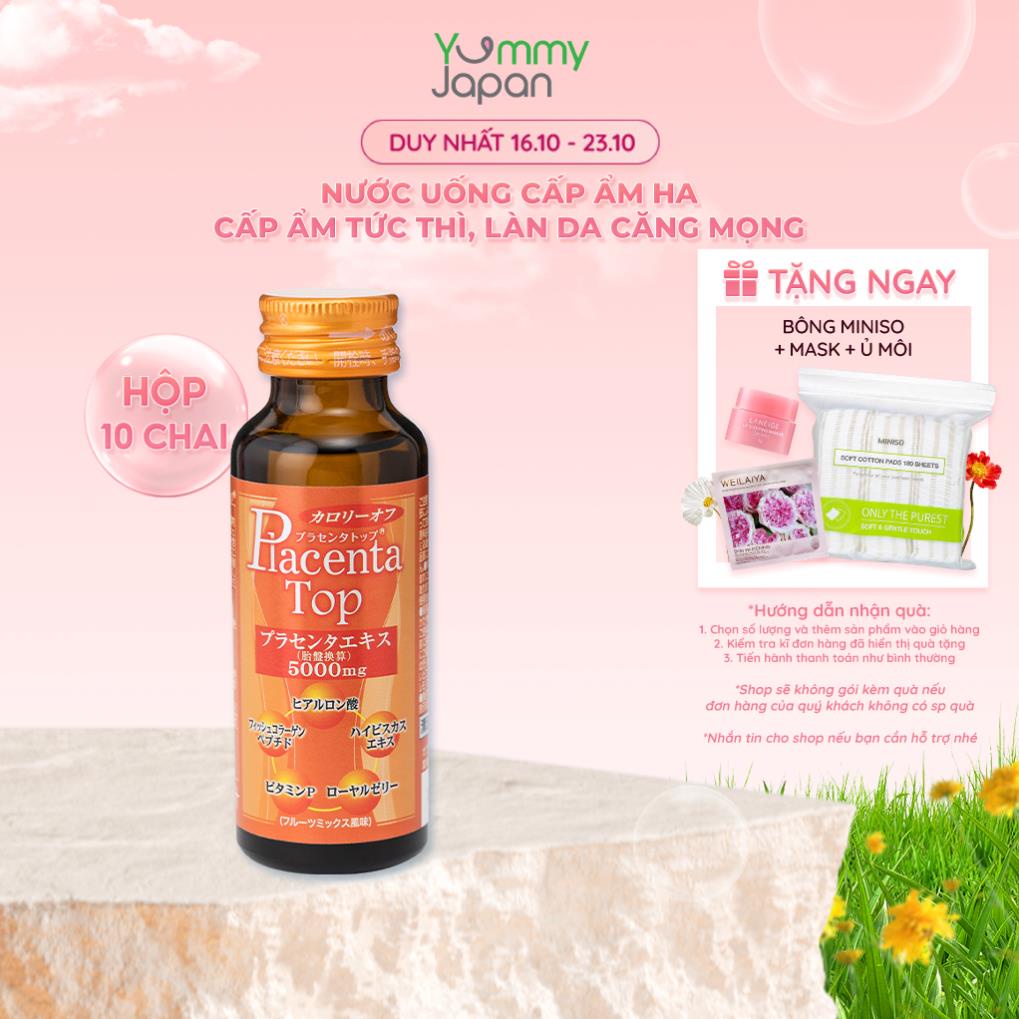 Nước uống collagen nhau thai Placenta Top SHINNIPPAI Nhật Bản hỗ trợ giảm thâm nám, tàn nhang