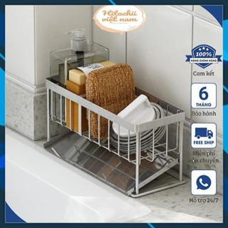 Giá inox 304 để đồ rửa chén bát kèm khay hứng nước, Kệ để bồn rửa bát kèm khay hứng nước