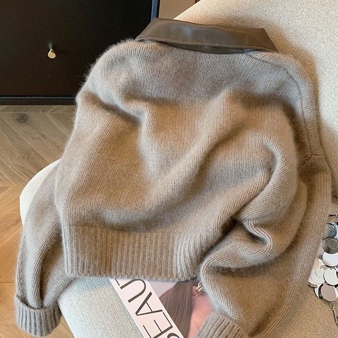 Áo Khoác cardigan Dệt Kim Mềm Mại Phối Khóa Kéo Đôi Thời Trang Mùa Thu 2023 Cho Nữ