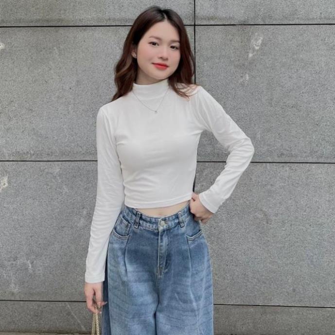 ÁO thun croptop cổ lọ -CHERYBASIC . - Aothuncaoco247_P7K7