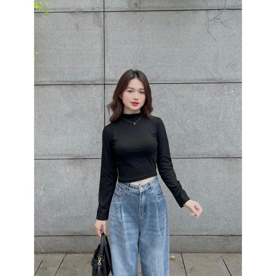 ÁO thun croptop cổ lọ -CHERYBASIC . - Aothuncaoco247_P7K7