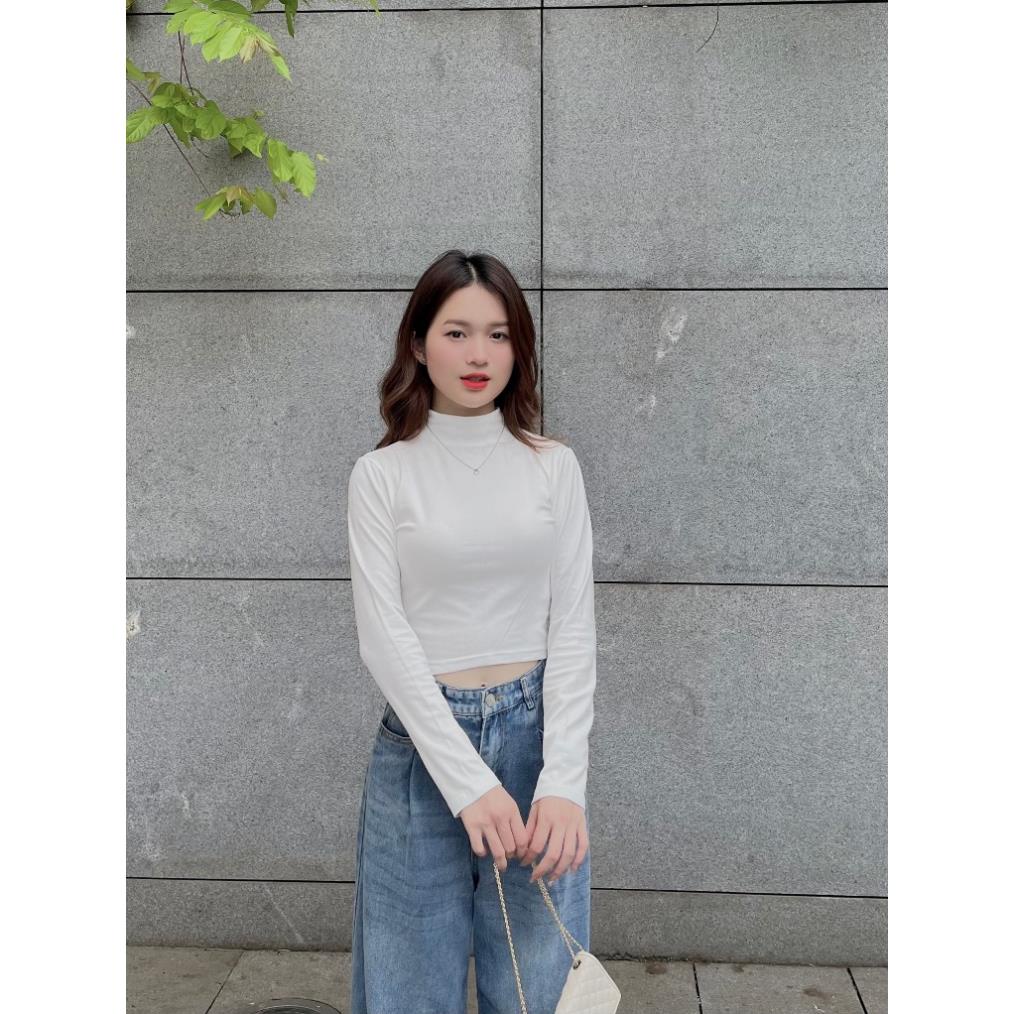 ÁO thun croptop cổ lọ -CHERYBASIC . - Aothuncaoco247_P7K7